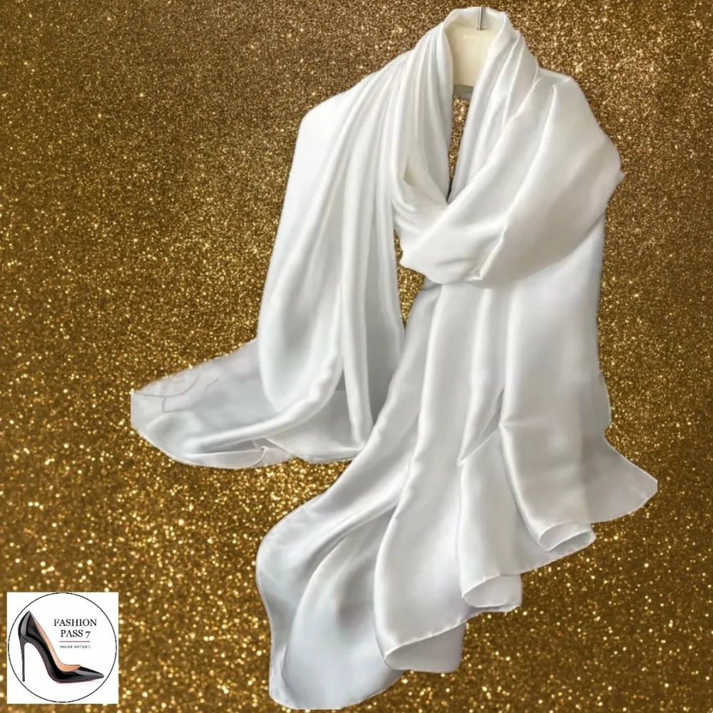Luxury silk scarf white 100%